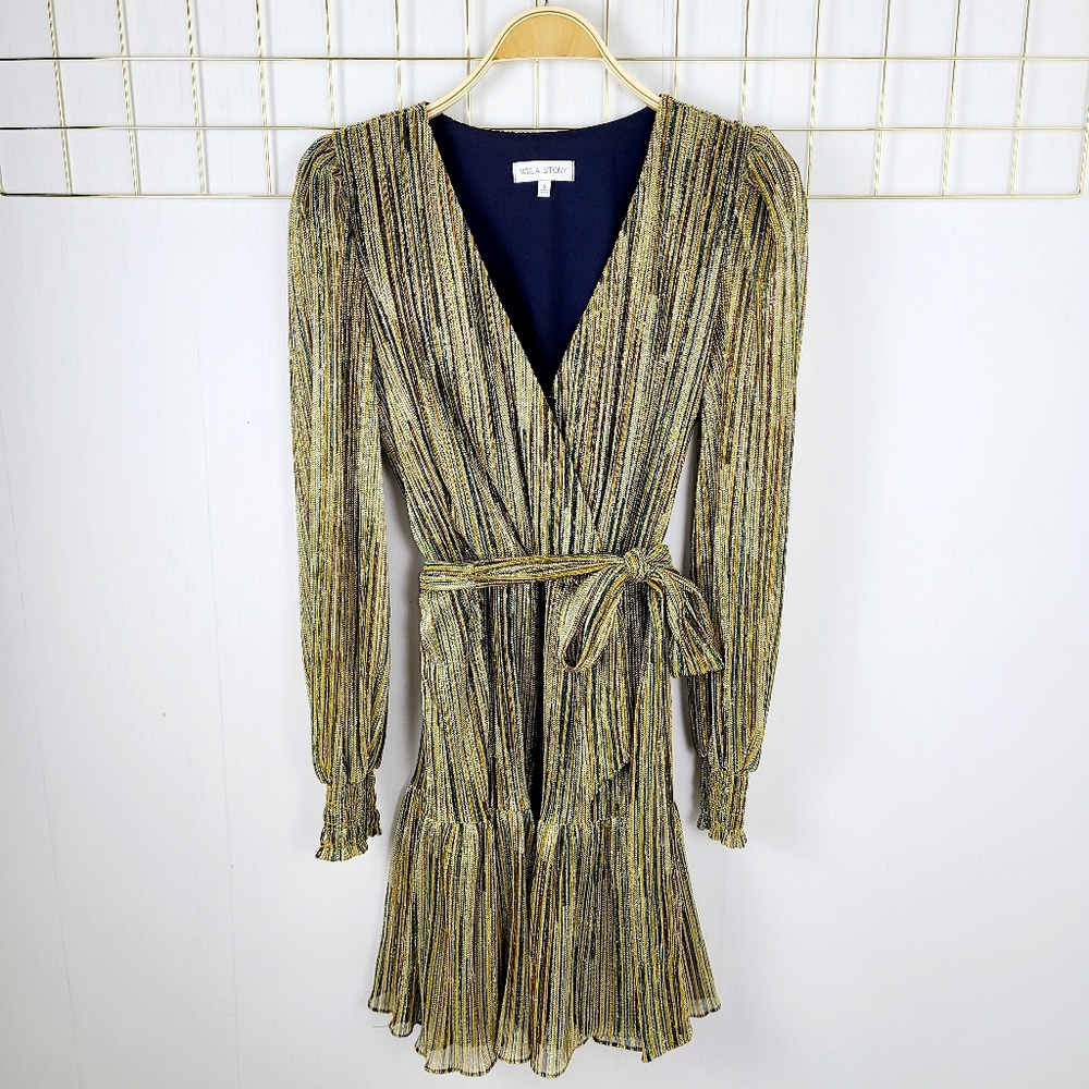 Willa Story Cecilia Gold Striped Metallic Party Dress